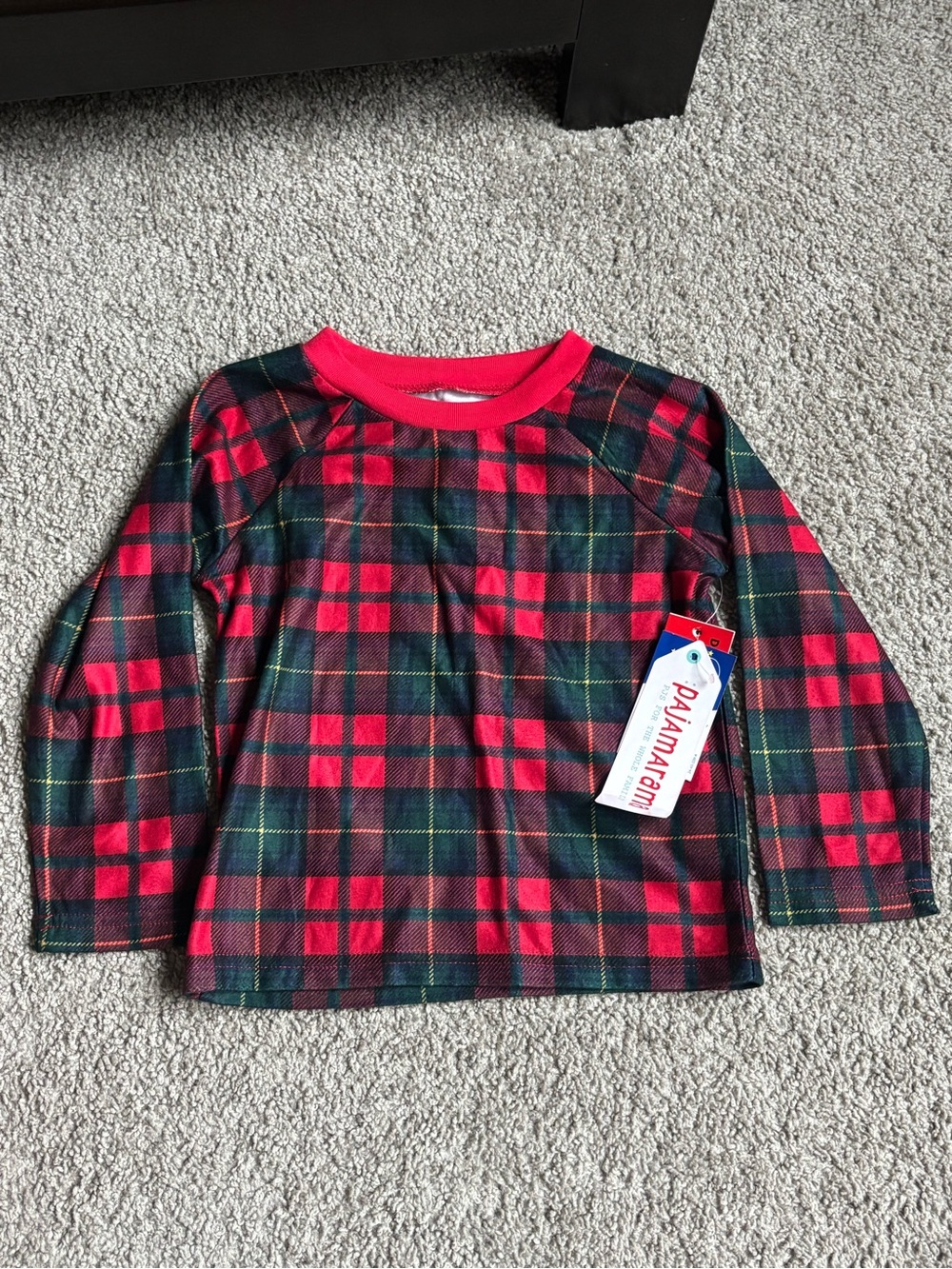 NWT Pajamarama Kids Plaid Pajama Top Red & Green Holiday Christmas 3T